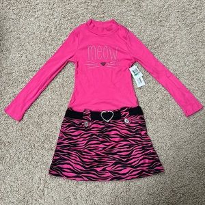 NWT Pink Violet Meow Cat Zebra stripe rhinestone dress | 10-12